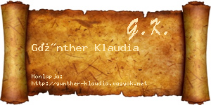 Günther Klaudia névjegykártya