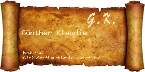 Günther Klaudia névjegykártya